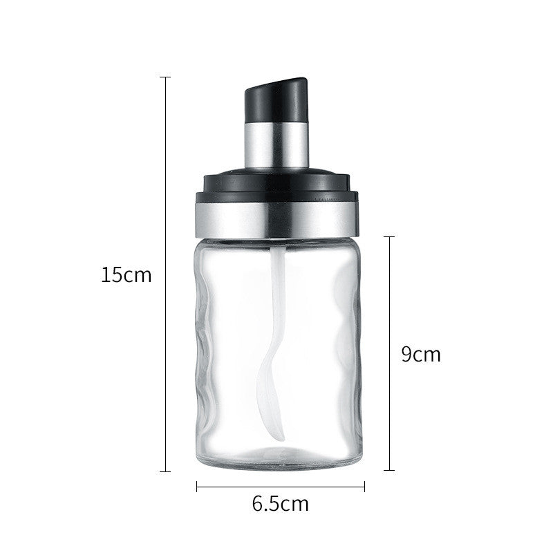 Glass salt shaker storage spoon