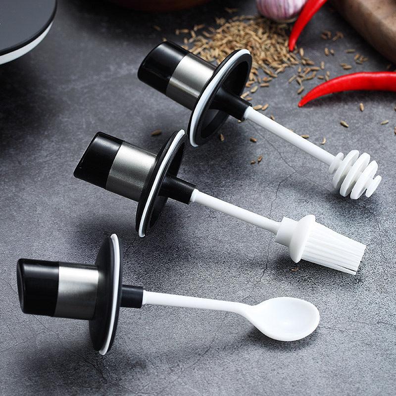 Glass salt shaker storage spoon