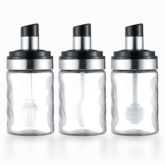Glass salt shaker storage spoon