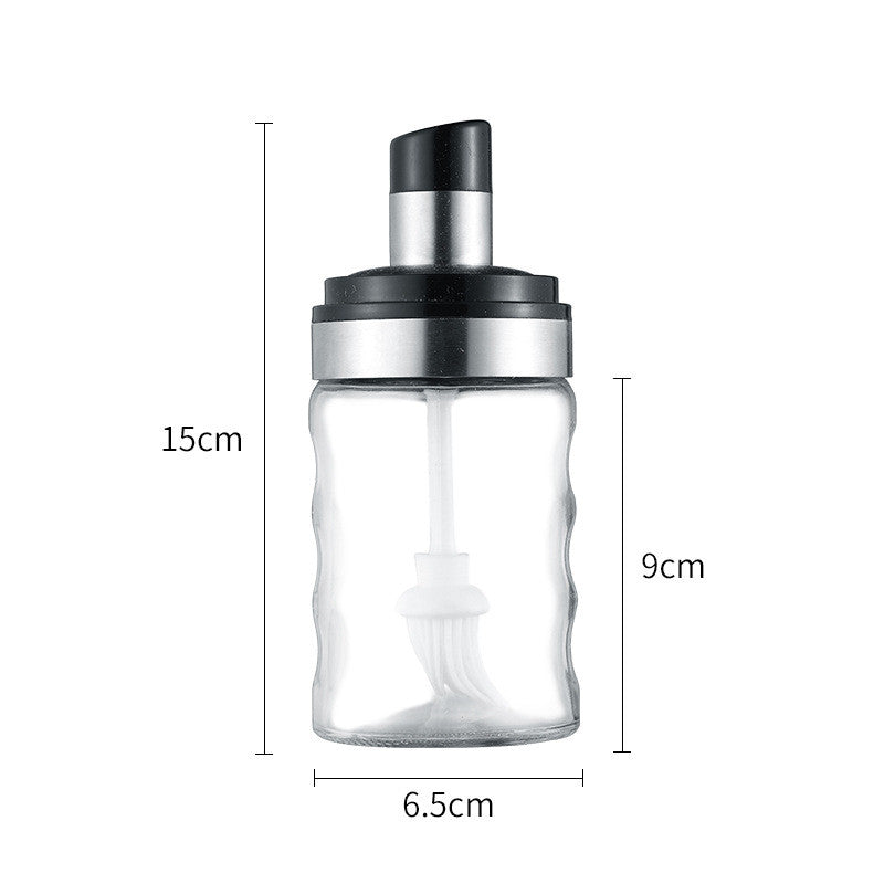 Glass salt shaker storage spoon