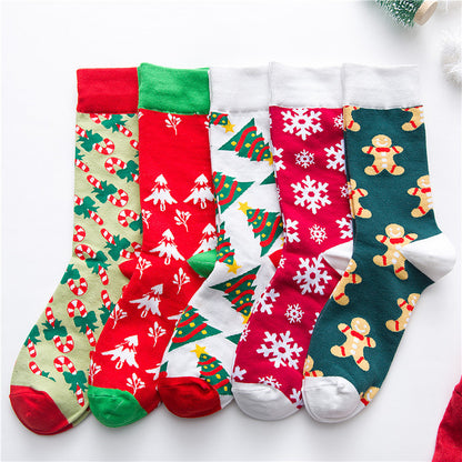 Christmas series cartoon couple socks cute cotton socks